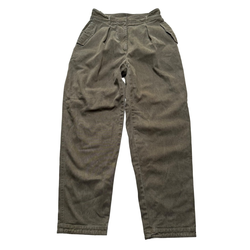 THE GROUP BABATON Tapered Pleated Pants Olive Green High Rise Women's Size 2
